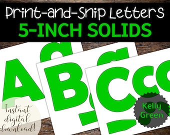 Kelly Green Bulletin Board Letters and Numbers, Printable Letter