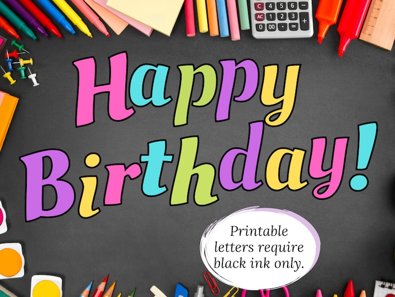 Printable Bulletin Board Letters in Script Font, DIY Party Signs