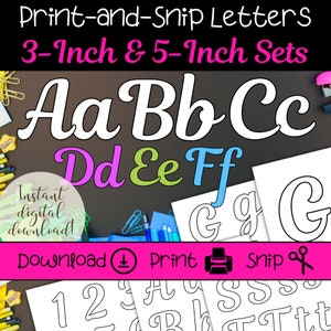 Letras para tablones de anuncios con fuentes tipográficas, conjuntos de letras con contorno negro para imprimir en formato PDF, proyecto de manualidades, plantillas de letras, exhibición en el aula