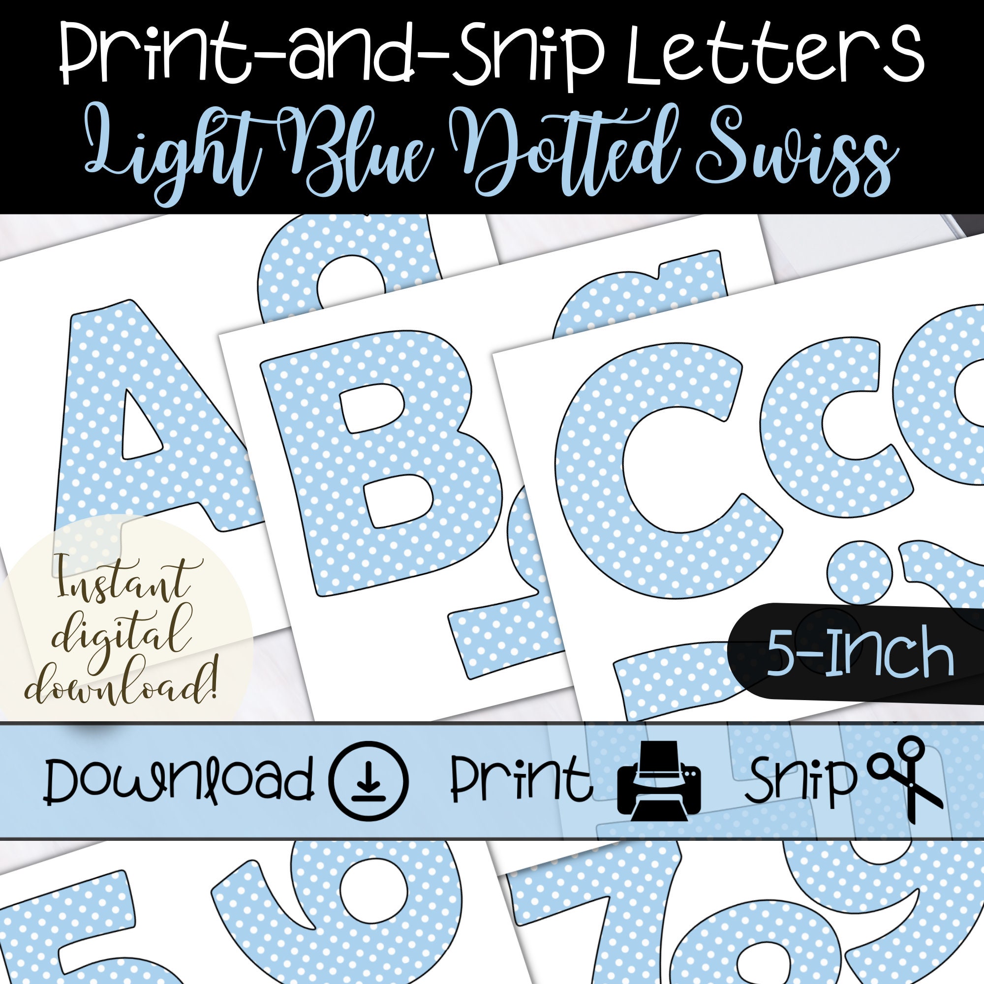 Bulletin Board Letters & Numbers Printable Black Ink Outlined Letters  Teacher Letters Sign and Banner Letters 5 Inch Letter Set 