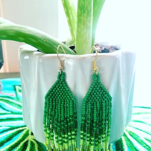 Agave Green Handmade Beaded Earrings