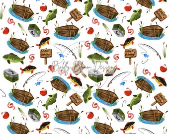 Fishing Seamless Pattern, Gone Fishing Seamless  Pattern, Fishing Seamless, Boys Seamless Pattern, Outdoors Seamless Pattern