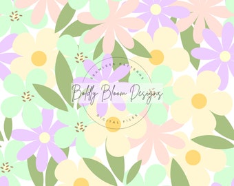 Pastel Floral Seamless Pattern, Floral Seamless Pattern, Spring Floral Seamless, Pastel Flowers Seamless, Flowers Seamless