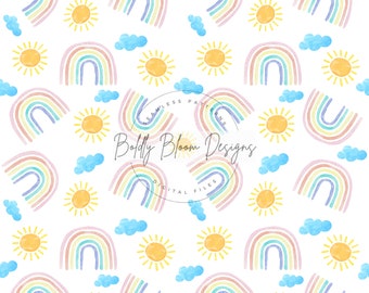 Rainbow Sun Seamless Pattern, Rainbow Seamless Patterns, Sun Seamless, Sunny Day seamless file