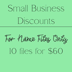 Small Business Discount for 10 Name Files