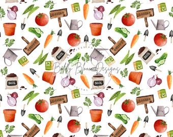 Vegetable Garden Seamless Pattern, Garden Seamless Pattern, Vegetable Seamless Pattern, Vegetable Garden, Summer Seamless Pattern