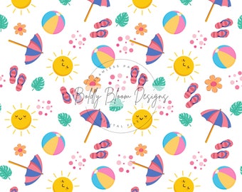 Summer Days Seamless Pattern, Bright Summer Seamless Pattern, Beach Day Seamless, Beach seamless file, Pool Seamless File, Pool Day Seamless