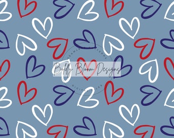 Patriotic Hearts Seamless Pattern, Hearts seamless pattern, Red White and Blue Hearts Seamless, hearts seamless, hearts pattern