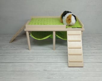 Lit plateforme pour cochon d'Inde - Base de cachette cage en bois