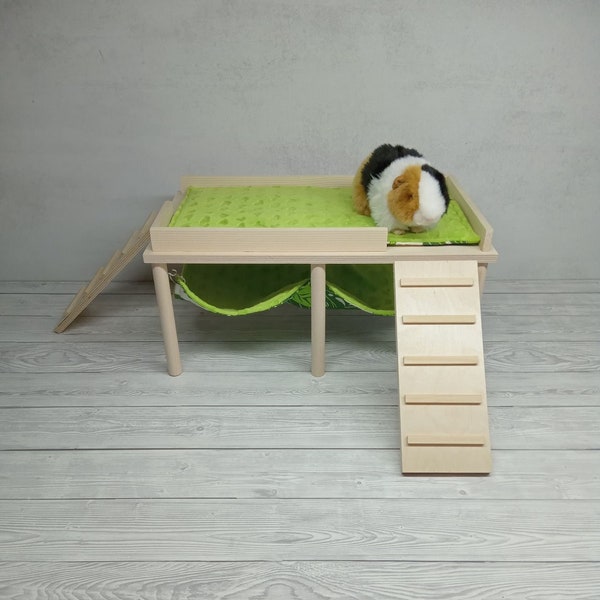 Hangmatstandaard voor cavia's, accessoires voor caviakooien, schuilplaats voor cavia's, houten accessoires voor kleine huisdieren