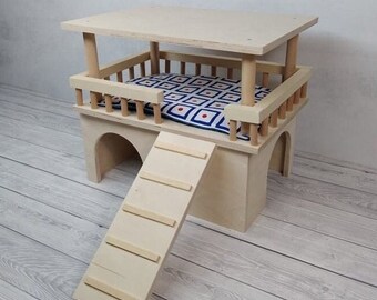 Small Pet Wooden Hideout – Cage House Shelter