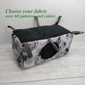 Double house for rodents, chinchilla hideout fleece, custom rat hammock, guinea pig bed, ferret cage accessores, rat cage accessores