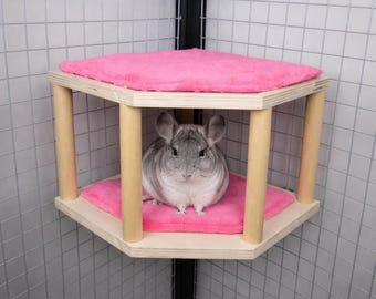 Chinchilla Corner Shelf – Wooden Cage Ledge for Jumping