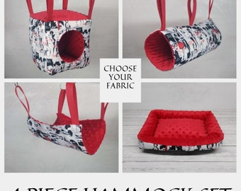 Cozy Sleep Bedding Set for Small Pets – Hideout, Hammock & Tunnel