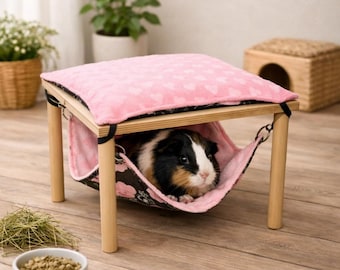 Stojak na hamak wiszący dla świnki morskiej – drewniana podstawa kryjówki