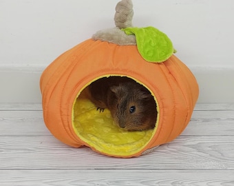 Kürbis-Meerschweinchenhaus - Kuscheliges Fleece-Meerschweinchenhaus für Käfig, weiches kleines Haustierhaus, niedliches Herbstversteck für Meerschweinchen