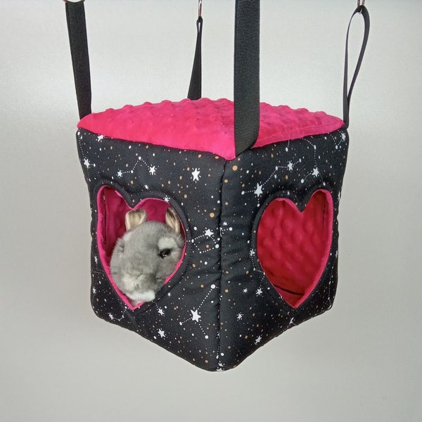 Chinchilla house, rat hammock, rat cube, ferret cube, fleece house cube, rat cage accessories, hammock for small animals