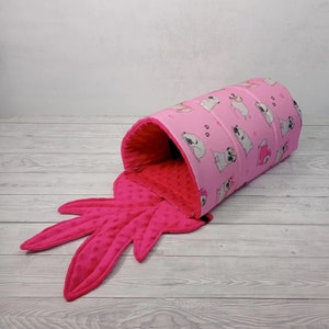 Cozy Fleece Tunnel for Guinea Pigs, Rabbits, Hedgehogs & Ferrets | Small Pet Hideout, Soft Cage Tunnel, Guinea Pig Accessories