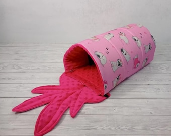 Guinea Pig Tunnel Hideout – Fleece Tube Bed for Guinea Pigs, Cozy Cage Accessory