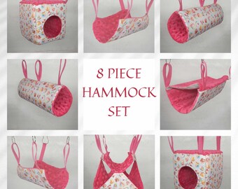 Large Rat Cage Accessories Bundle 8 Piece – Hammocks, Hideouts & Tunnels