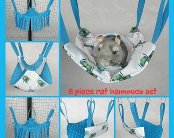 Rat Climbing Hammock Set 6 Piece – Double Hammocks, Tunnel & Hideout