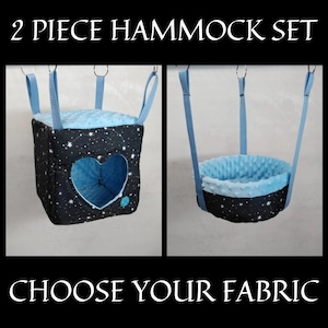 Handmade Small Pet Hammock Set – Cozy Cube House & Swing for Rats, Ferrets, Chinchillas | Custom Cage Accessories