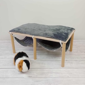 Supporto per amaca per porcellini d&#39;India, ripiani in legno per roditori, mobili in legno per cincillà, ratti, criceti, scoiattoli, ripiano per porcellini d&#39;India.