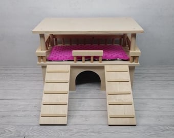 Caviahuis met terras: schuilplaats houten platform