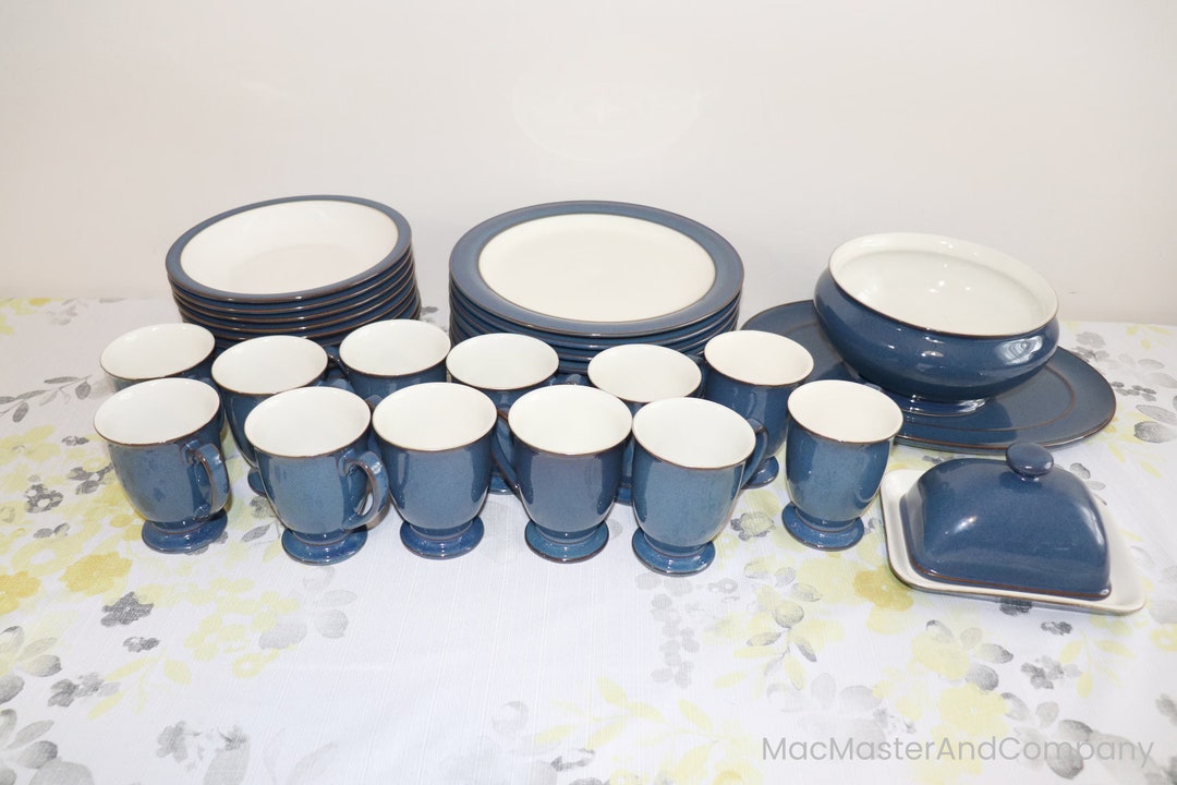 Denby Boston Dinner Plate, Salad Plate, Rim Soup Bowl, Footed Mug, Oval