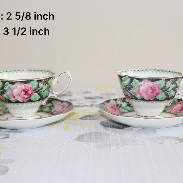 Royal Albert Needle Point Footed Cup & Saucer Set