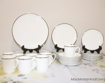 Wedgwood Reflection Susie Cooper, Dinner Plates, Salad Plates, Bread and Butter Plates, Tea Cup and Saucer Set, Oval Serving Platter