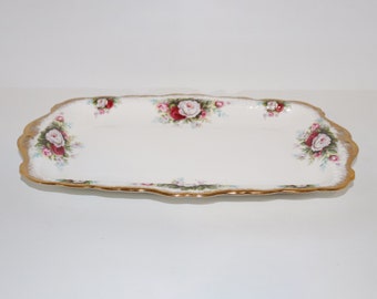 Royal Albert Celebration Large Sandwich Tray, Sandwich Plate, Bone China Tray, Floral Design Tray Gift For Her