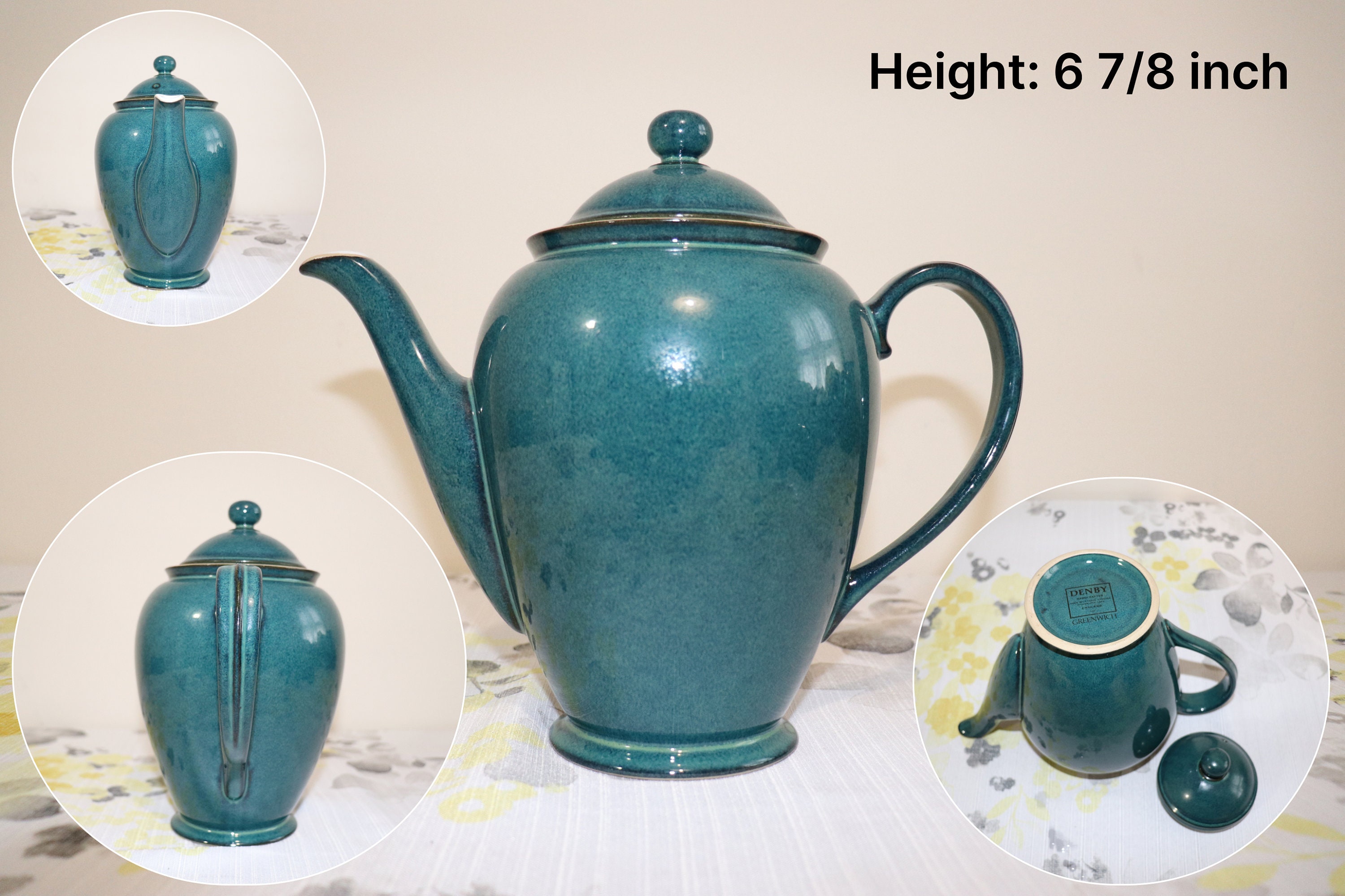 Denby Greenwich Dinner Plate Salad Plate Cereal Bowl Teapot & Lid