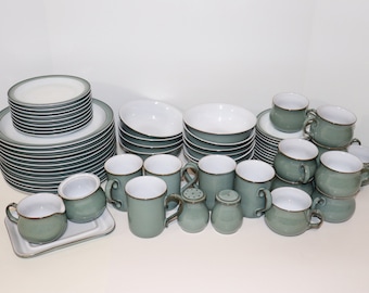 Denby Langley Regency Green | Butter | Bread | Salt Pepper Set | Mug | Cup | Saucer | Creamer | Sugar Bowl | Dinner Plate | Soup/Cereal Bowl