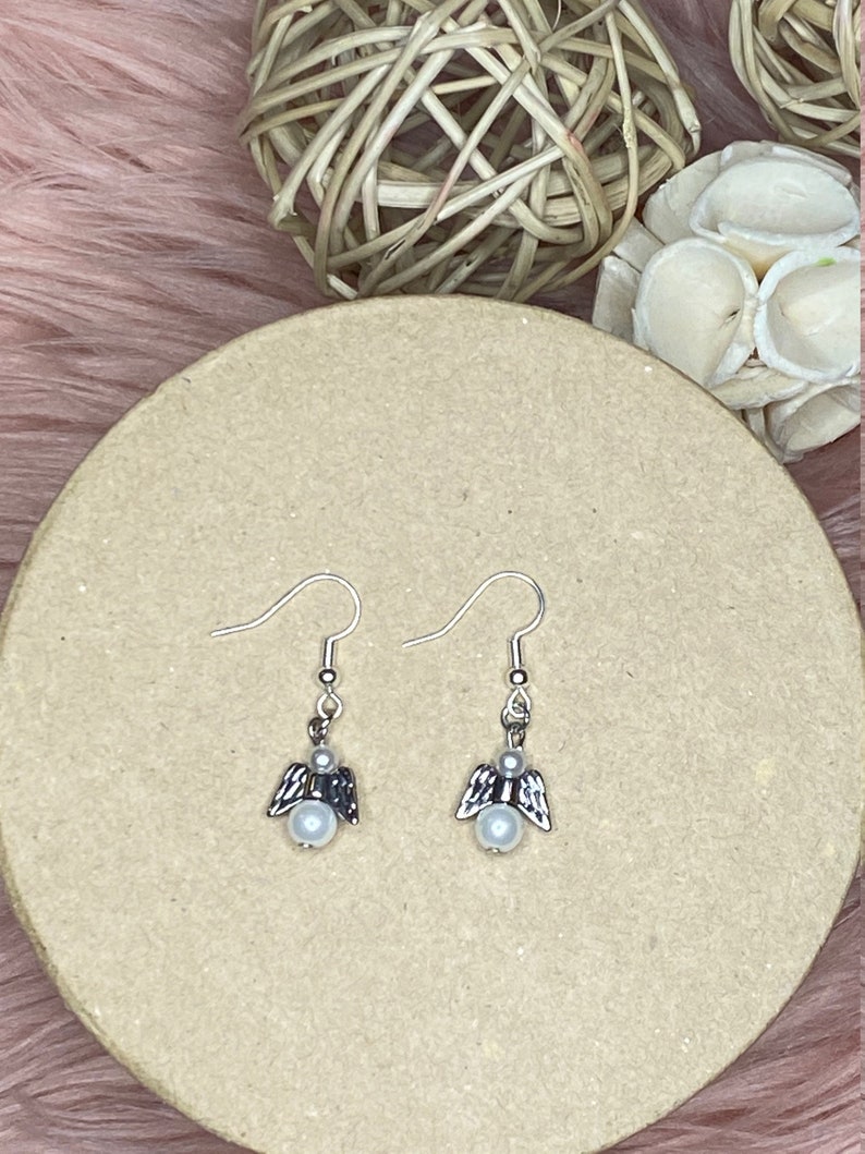 Gift for Teen Girl Aesthetic Earrings Gift for Girls Nickel Free Angel Dangle Earrings Hypoallergenic Angel Earrings Angel Wings