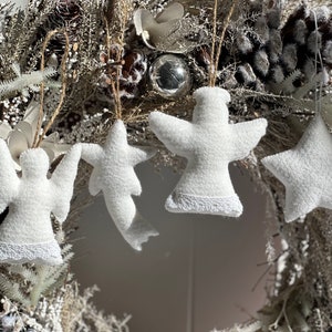 Handmade Felt Christmas Ornaments: Angel, Star, Gingerbread Set