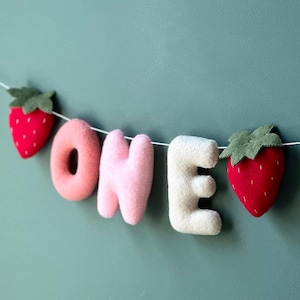 Custom Felt Name Banner: Strawberry Nursery Garland