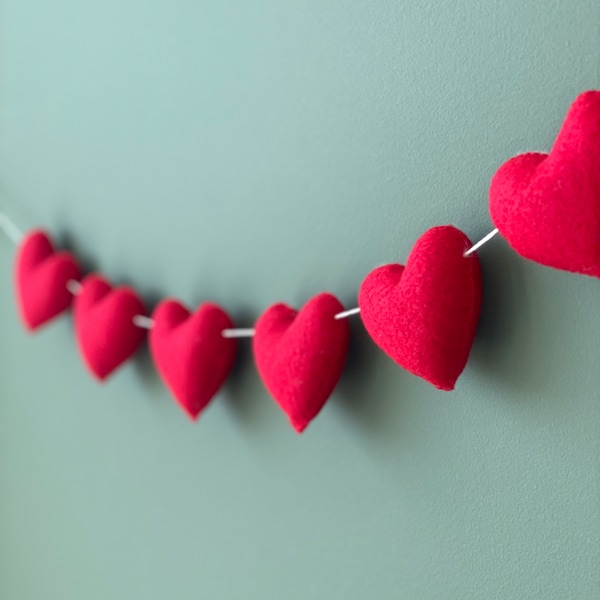 Felt Heart Garland | Felt Valentine's Day Garland | Felt Heart Banner | Nursery Decor | Colorful Heart Garland | Heart Garland