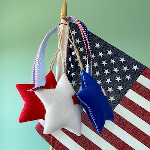 Patriotic Felt Star Ornaments: USA Decor, Set of 3