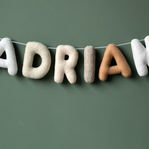 Guirnalda con nombre personalizada, guirnalda con nombre personalizada, nombre de fieltro, guirnalda con nombre de fieltro, decoración para habitación infantil, baby shower, bautizo, regalo para recién nacidos, bautismo