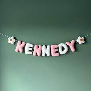 Custom Felt Name Garland with Flowers: Nursery Decor