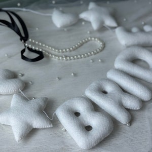 Felt Bride Garland: Hearts & Stars Bridal Shower Decor