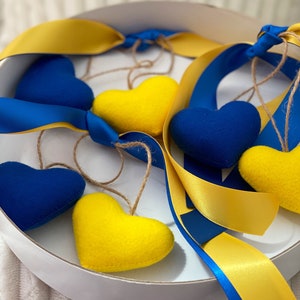 Support Ukraine | Ukraine Flag Ornaments | Blue and Yellow Heart Ornaments
