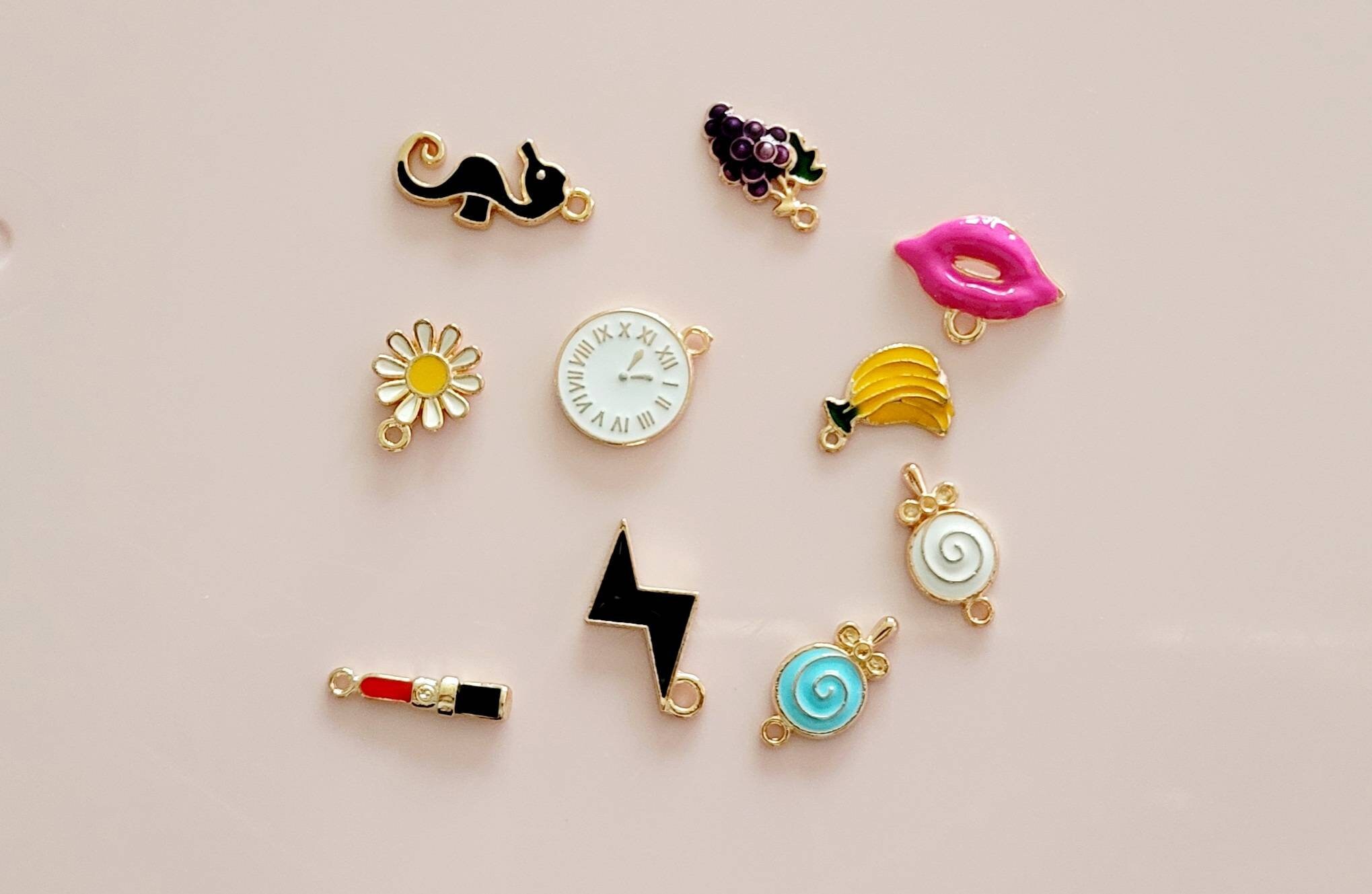 Create Your Own Charm Earrings Enamel Charm Earrings Dainty Etsy