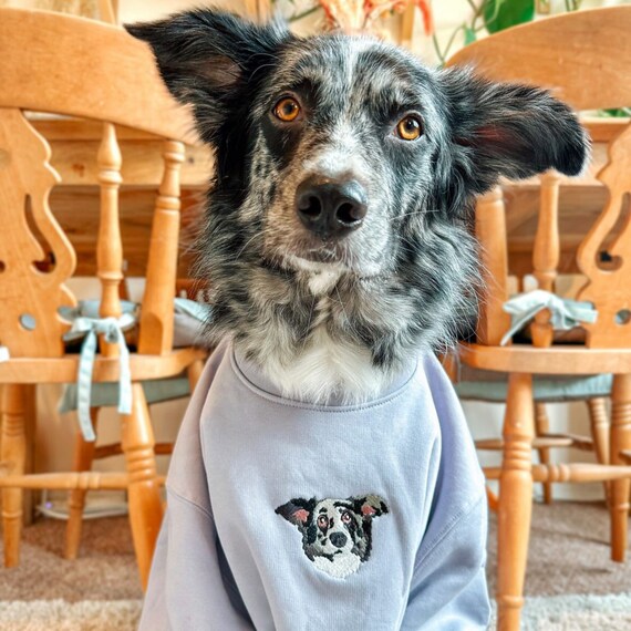 Embroidered Pet Portrait Organic Sweatshirt Custom Pet - Etsy Canada