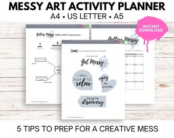 Planner Art Activity Mess Manager with PDF Guide, New Hobby Idea Planner, No Fear Art Mess Activity Guide