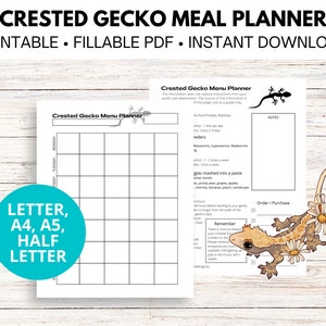 Crested Gecko Menu Planner, Reptile Live Feeding Log, Planner Insert, Digitale Planner Compatibel