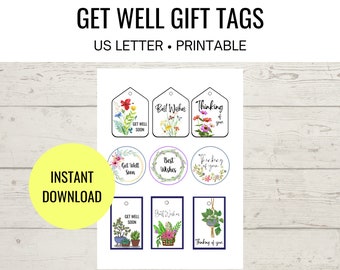 Get Well or Mourning Gift Tags, Get Well, Best Wishes, and Thinking of You message