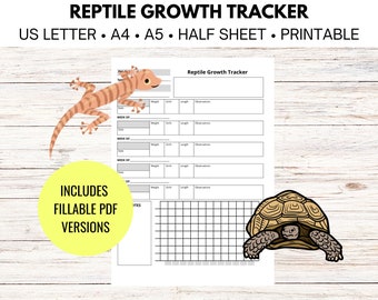 Reptile Growth Tracker, Reptile Care Tracker, Pet Planner Insert