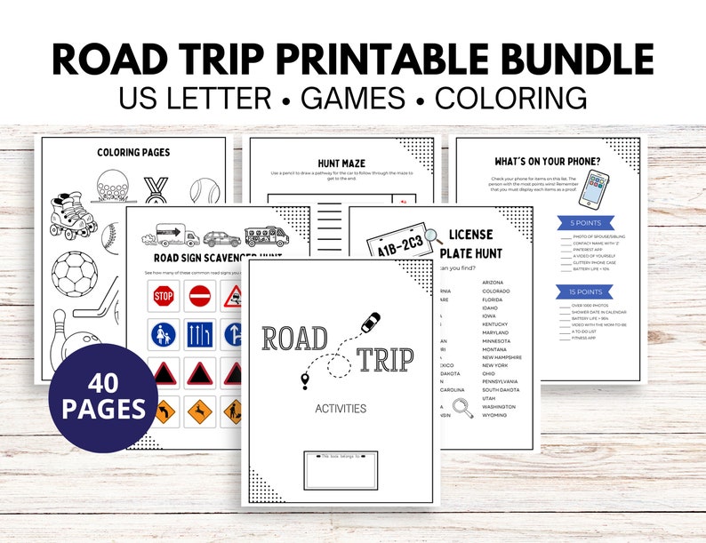 Printable Family Games, Road Trip Adventure Bundle, Road Trip Fun Pack: Printable Vacation Car Games image 1